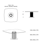 Tavolinë ngrënieje me majë xhami katror dhe bazë druri Prodhuar në Itali - Kuadro Viadurini