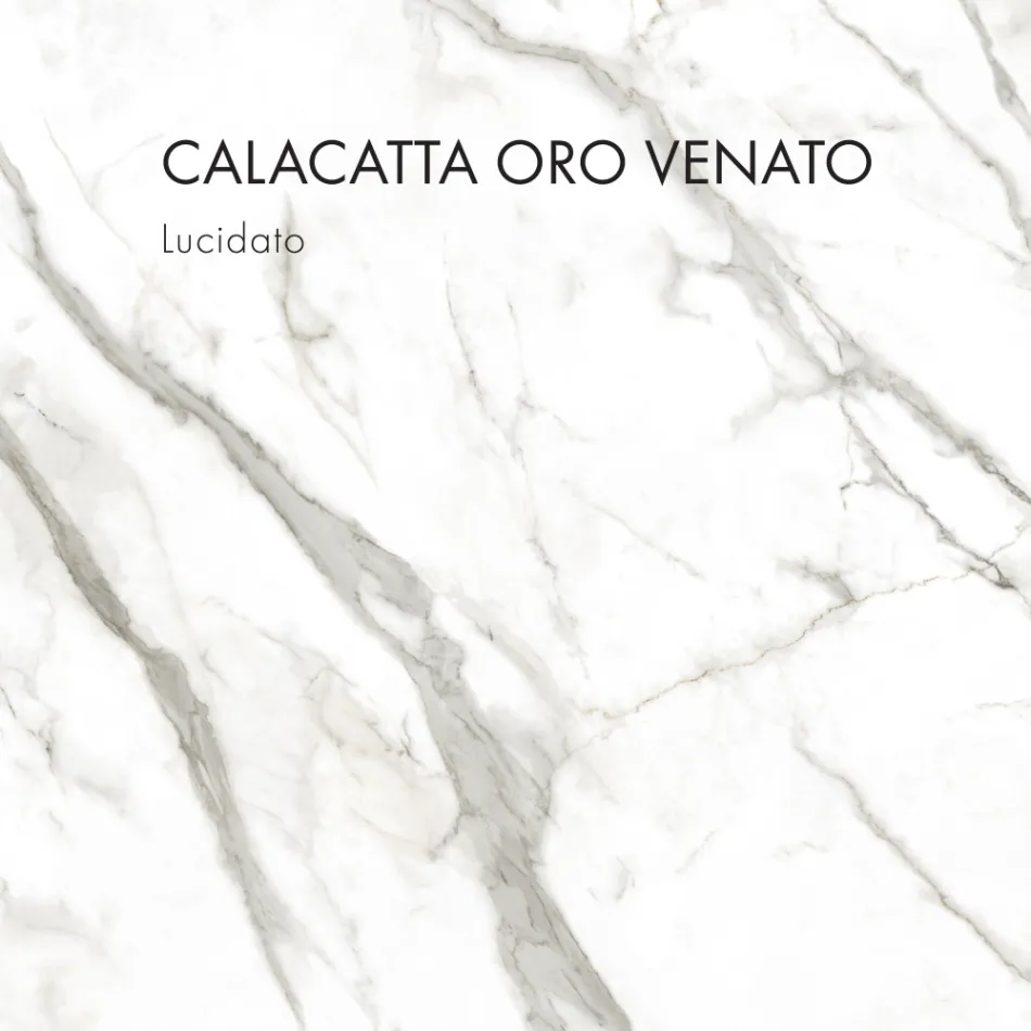 Tavolinë ngrënieje me majë të rrumbullakët në enë guri Porcelani Prodhuar në Itali - Emilio Viadurini