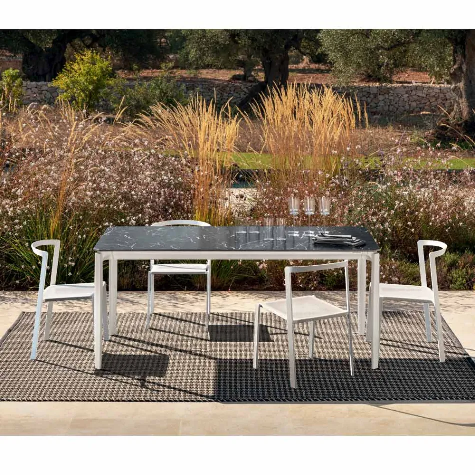 Tavolinë ngrënieje kopshti në enë guri porcelani Prodhuar në Itali - Tarik Viadurini