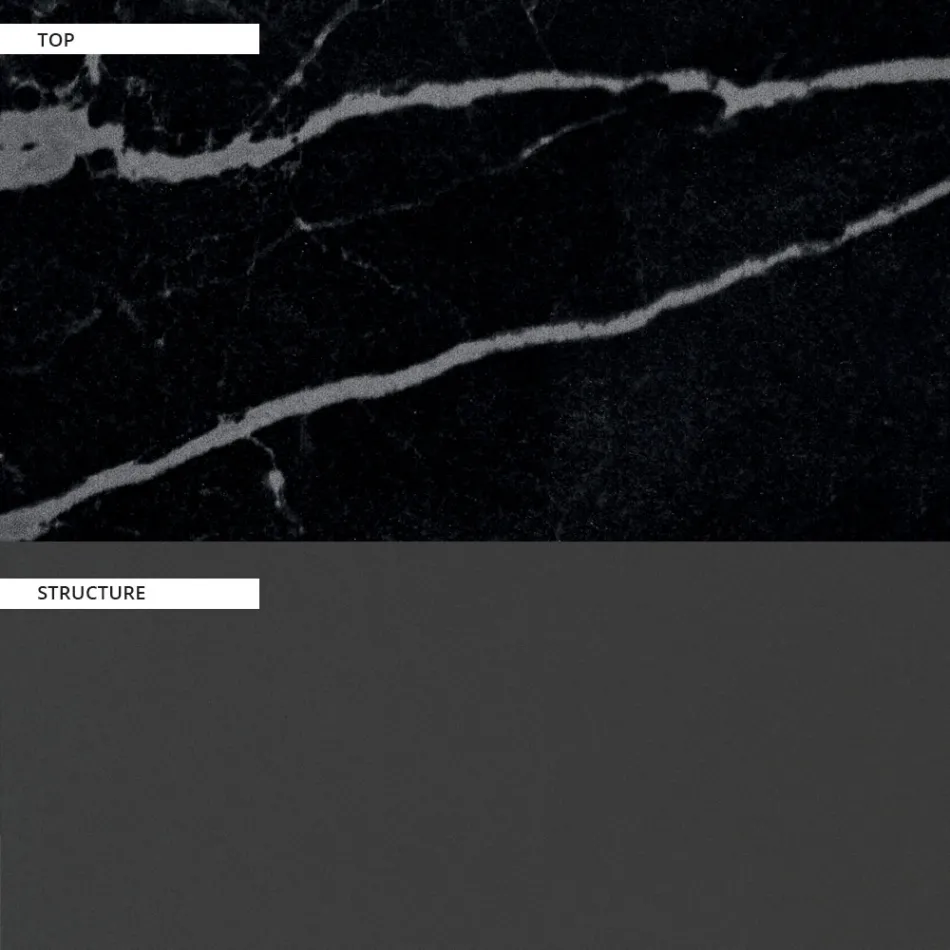 Tavolinë ngrënieje në natyrë me majë alumini dhe guri Prodhuar në Itali - Donovan Viadurini