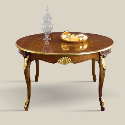 Tavolinë e Rrumbullakët e Zgjatshme 240 cm në Dru Prodhuar në Itali - Barok Viadurini