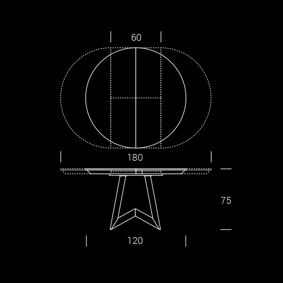 Tavolinë e rrumbullakët e ngrënies me majë të zgjatur deri në 180 cm Prodhuar në Itali - Muschio Viadurini