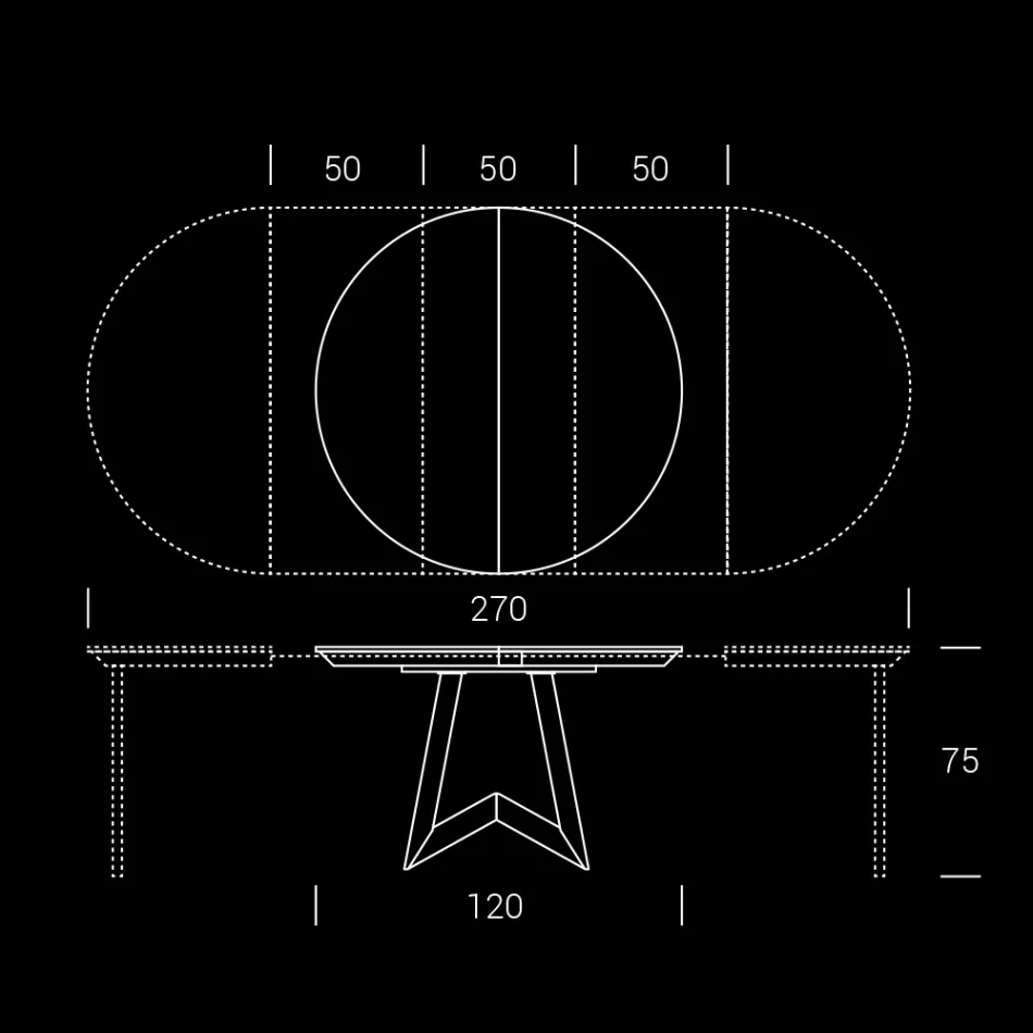 Tavolinë e rrumbullakët e ngrënies e zgjatur deri në 270 cm në qeramikë Prodhuar në Itali - Muschio Viadurini