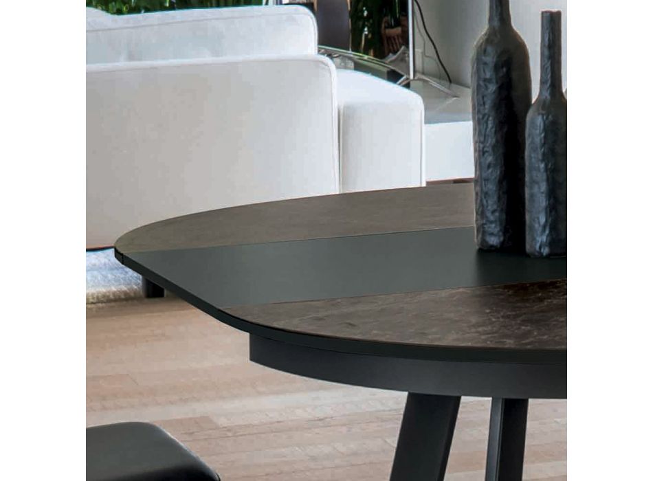 Tavolinë e rrumbullakët e ngrënies e zgjatur deri në 270 cm në qeramikë Prodhuar në Itali - Muschio Viadurini