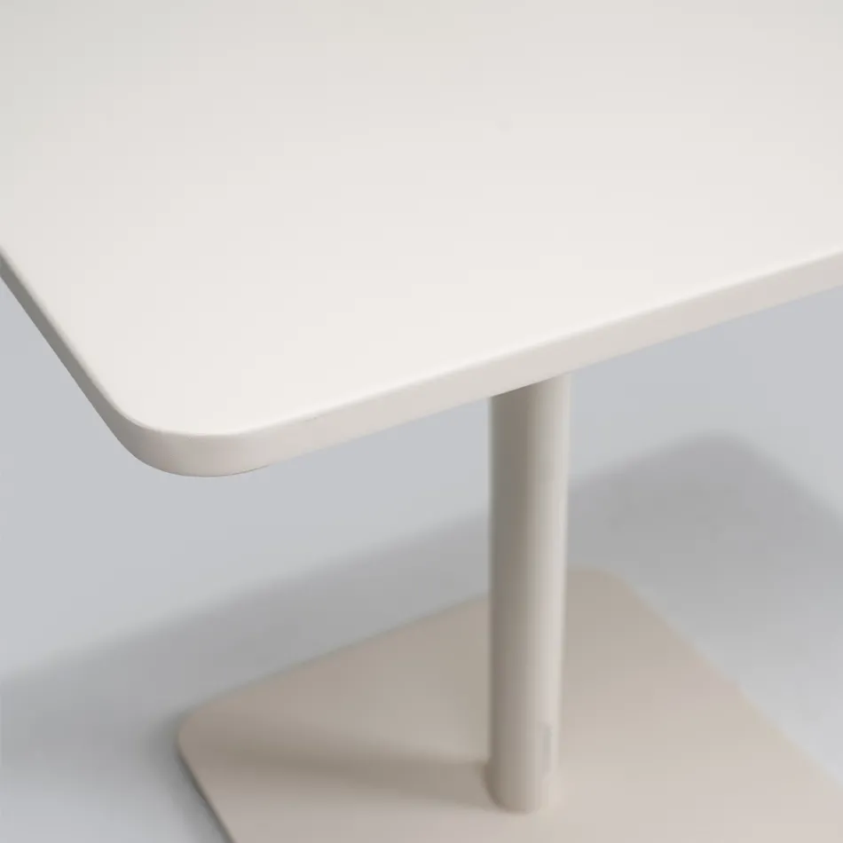 Tavoline katrore 80x80 cm E jashtme E punuar nga alumini bezhe - Alfresco Viadurini