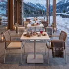 Tavoline katrore 80x80 cm E jashtme E punuar nga alumini bezhe - Alfresco Viadurini