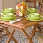 Tavolinë Sheshi Kopshti 80x80 cm E punuar me Tik - Amico Viadurini