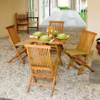 Tavolinë Sheshi Kopshti 80x80 cm E punuar me Tik - Amico Viadurini