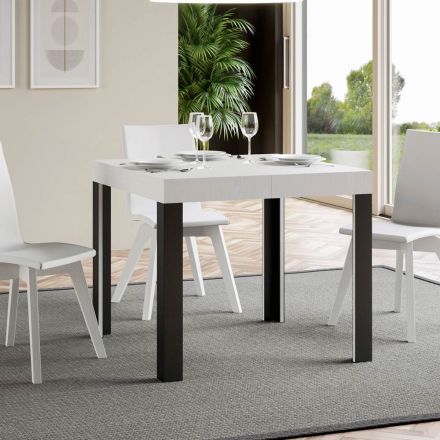 Tavolinë katrore E zgjatur deri në 246 cm në dru dhe hekur Prodhuar në Itali - Oqean Viadurini