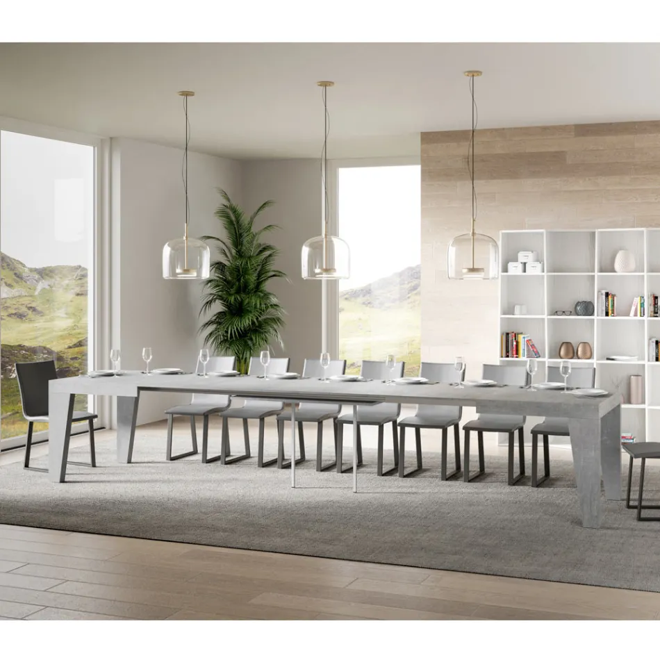 Tavolinë katrore E zgjatur deri në 440 cm në dru Prodhuar në Itali - Lule Viadurini