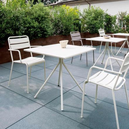 Tavolinë e jashtme katrore në çelik të galvanizuar Prodhuar në Itali - Ralph Viadurini