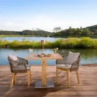 Tavolinë e jashtme katrore në dru tik dhe metal - Marie Viadurini