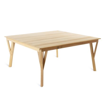 Tavolinë Sheshi Kopshti në dru tik Prodhuar në Itali - Oracle Viadurini