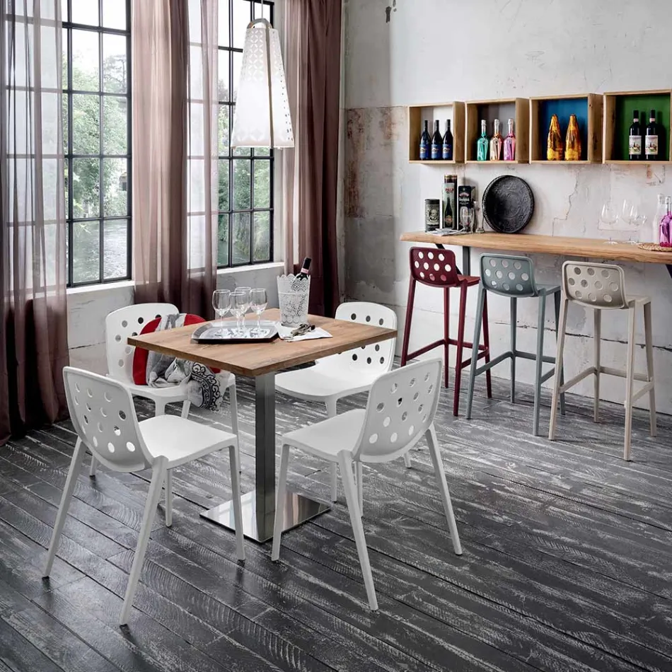 Tavolinë katrore në Metal inox HPL Saten Prodhuar në Itali - Lente Viadurini