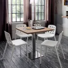 Tavolinë katrore në Metal inox HPL Saten Prodhuar në Itali - Lente Viadurini