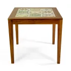 Tavolinë katrore E punuar me dru akacieje dhe sipër qeramike - Teknike Viadurini