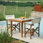 Tavolinë katrore E punuar me dru akacieje dhe sipër qeramike - Teknike Viadurini