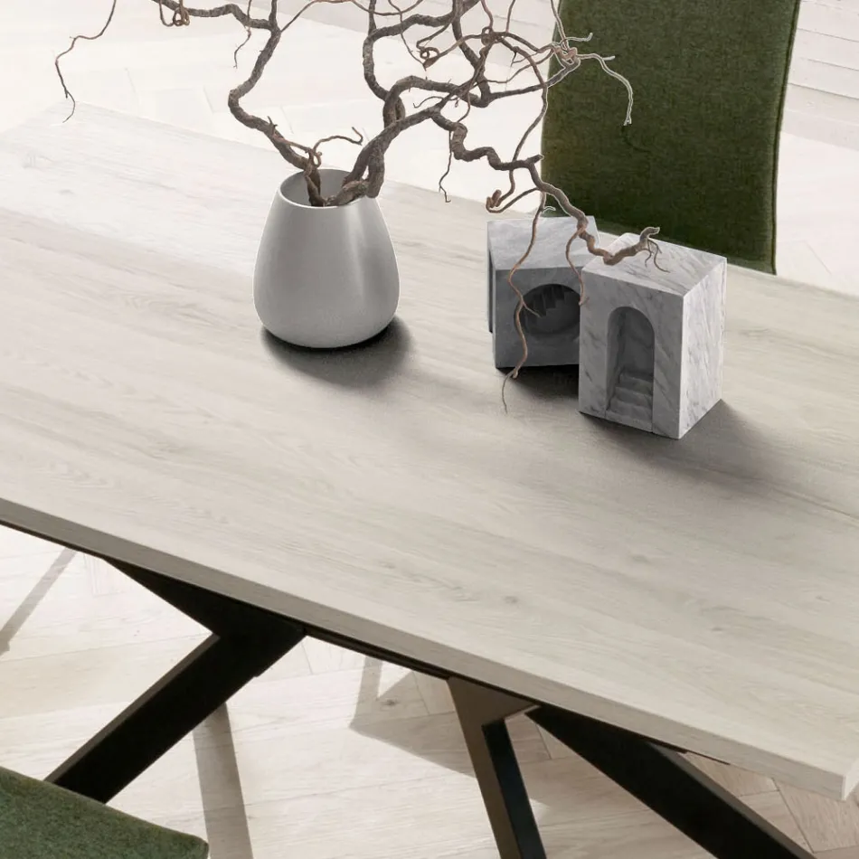 Tavolinë Drejtkëndëshe e Zgjerueshme në 260 ose 300 cm në HPL dhe Metal - Charmy Viadurini