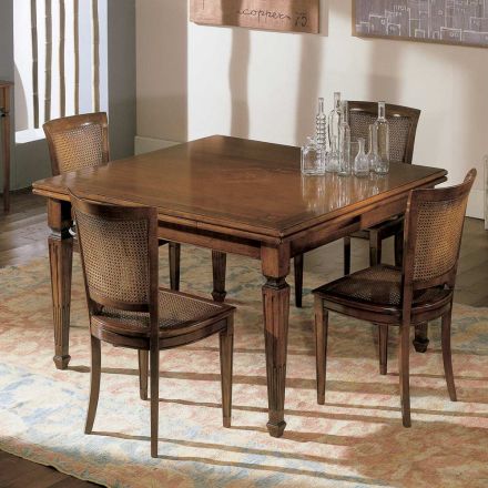 Tavolinë drejtkëndëshe me 6 karrige druri Prodhuar në Itali - Angelite Viadurini