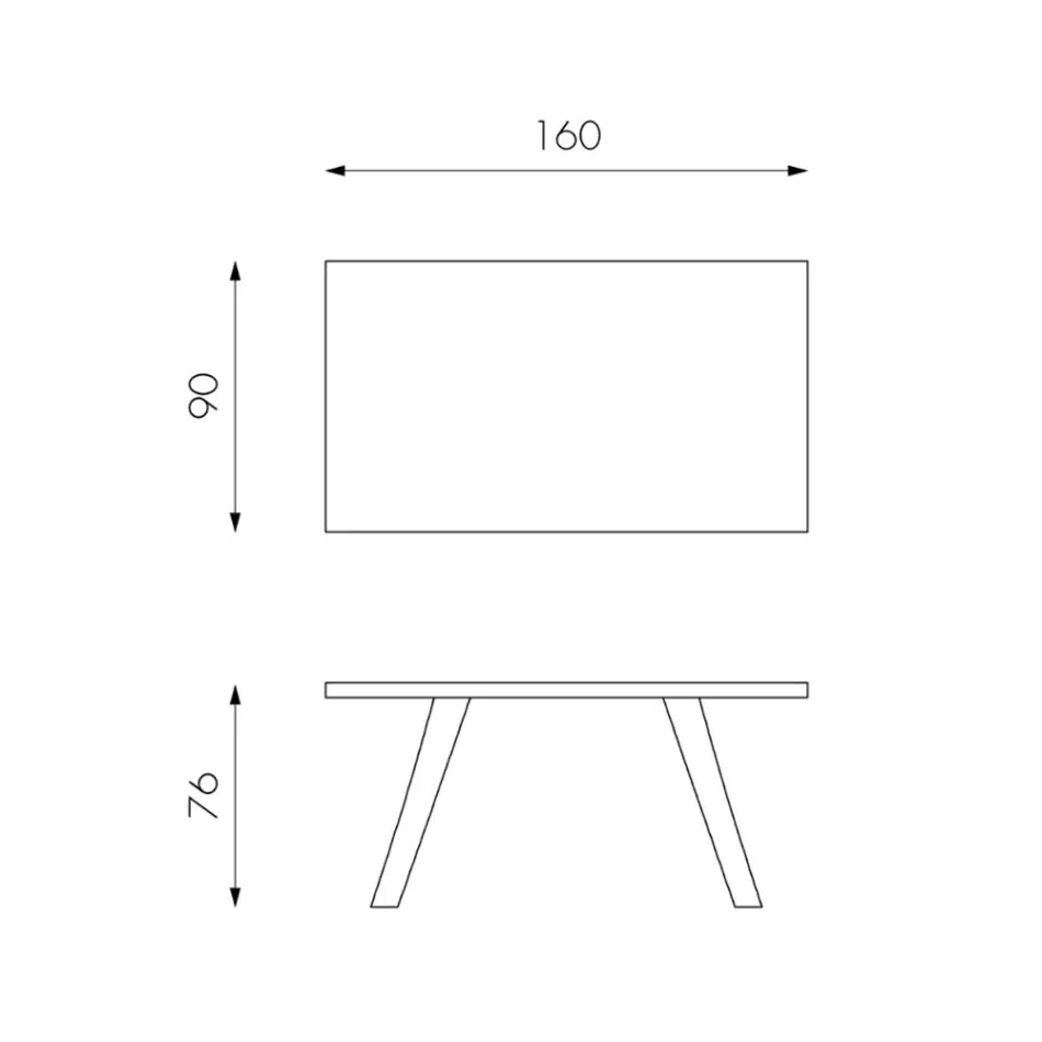 Tavolinë drejtkëndëshe me sipërme rimeso lisi dhe bazë alumini - Logan Viadurini