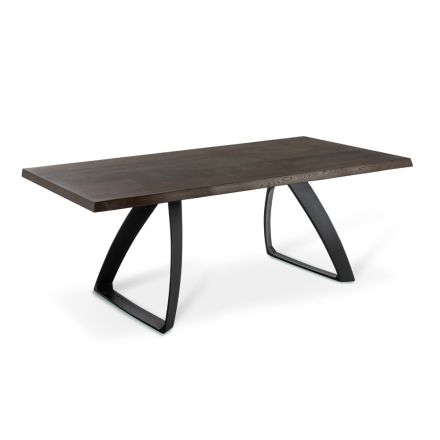 Tavolinë drejtkëndëshe me sipërme rimeso lisi dhe bazë alumini - Logan Viadurini
