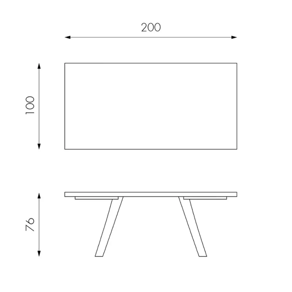 Tavolinë drejtkëndëshe me sipërme rimeso lisi dhe bazë alumini - Logan Viadurini