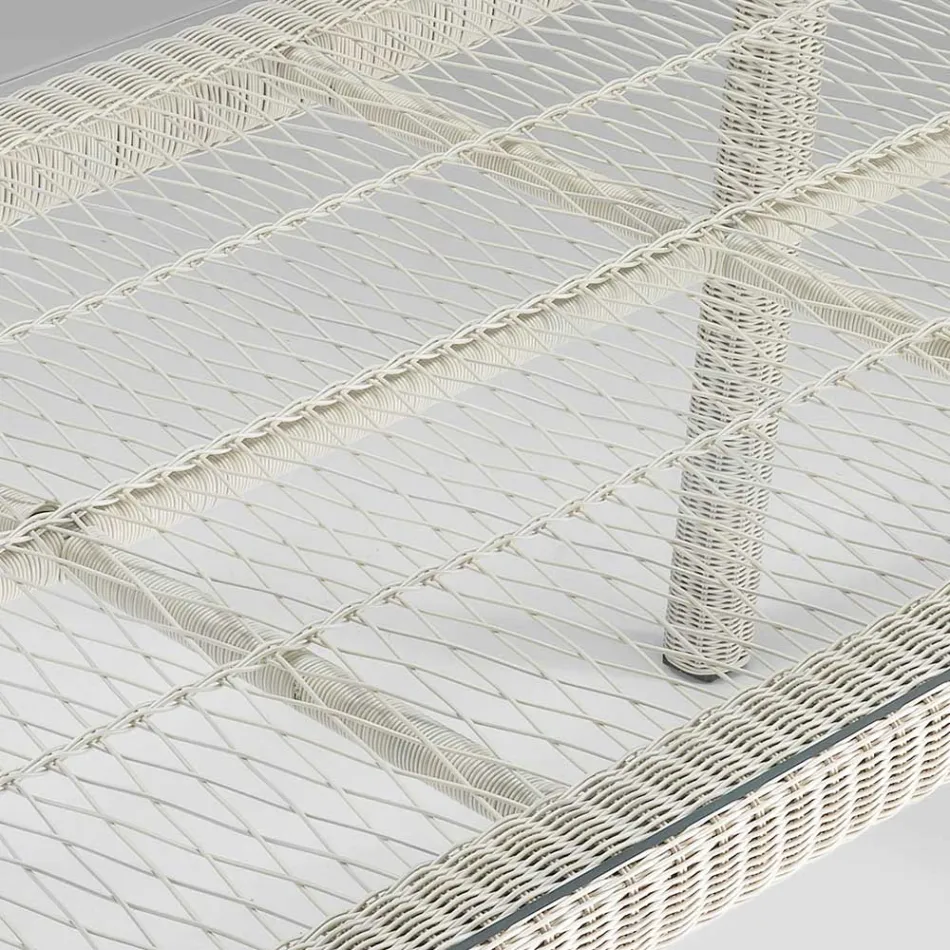 Tavolinë e jashtme drejtkëndore në polirattan dhe xhami - Gigi Viadurini