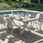 Tavolinë Kopshti Drejtkëndëshe prej Alumini dhe Rrëshire Gri - Nuvia Viadurini