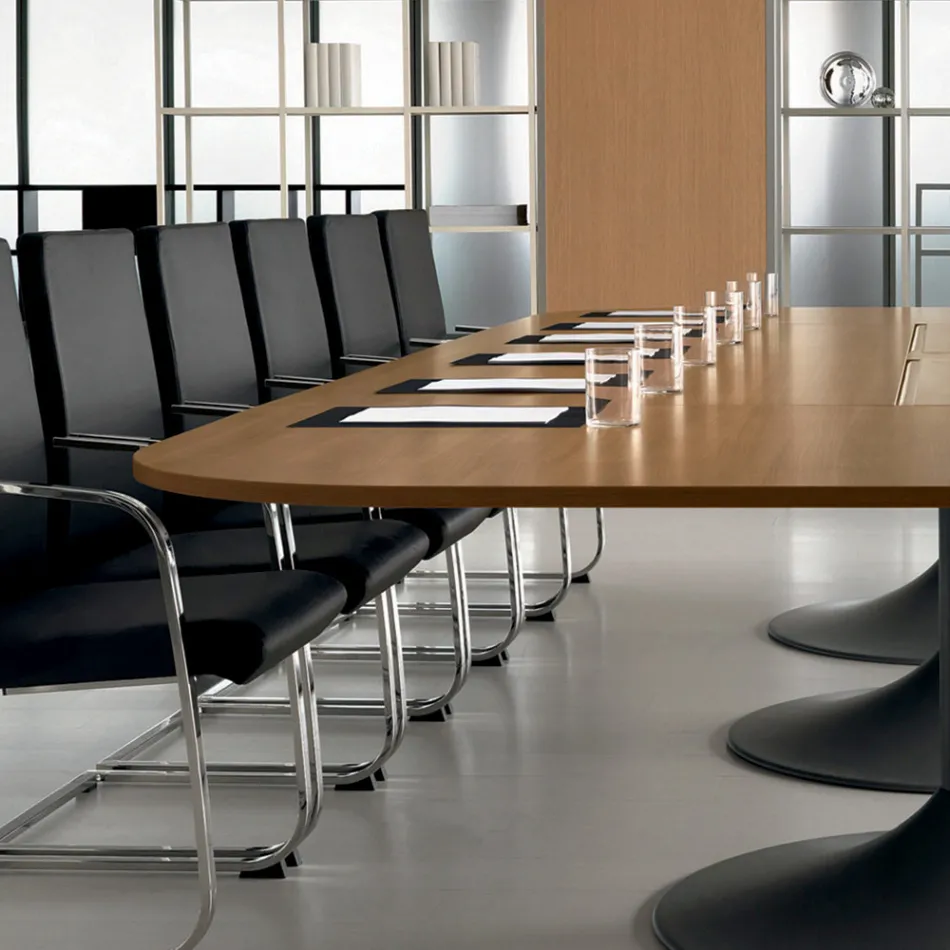 Tavolinë takimi me melaminë natyrale të arrës në formë - Gaelle Viadurini