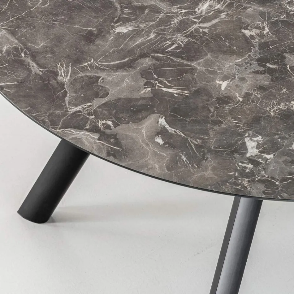 Tavolinë e rrumbullakët e zgjerueshme deri në 170 cm në HPL të stratifikuar - Convivio Viadurini