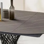 Tavolinë e rrumbullakët e zgjerueshme deri në 170 cm në metal dhe HPL - Sorriso Viadurini