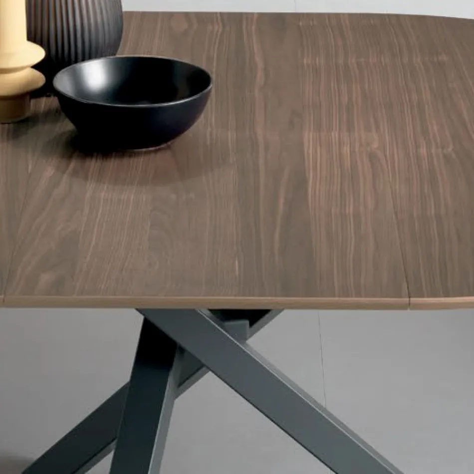 Tavolinë e Rrumbullakët e Zgjerueshme në Dru të Rimesouar - Tonico Viadurini