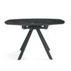 Tavolinë e Rrumbullakët e Zgjerueshme në Gurë të Sintezuar me Efekt Mermeri - Portico Viadurini