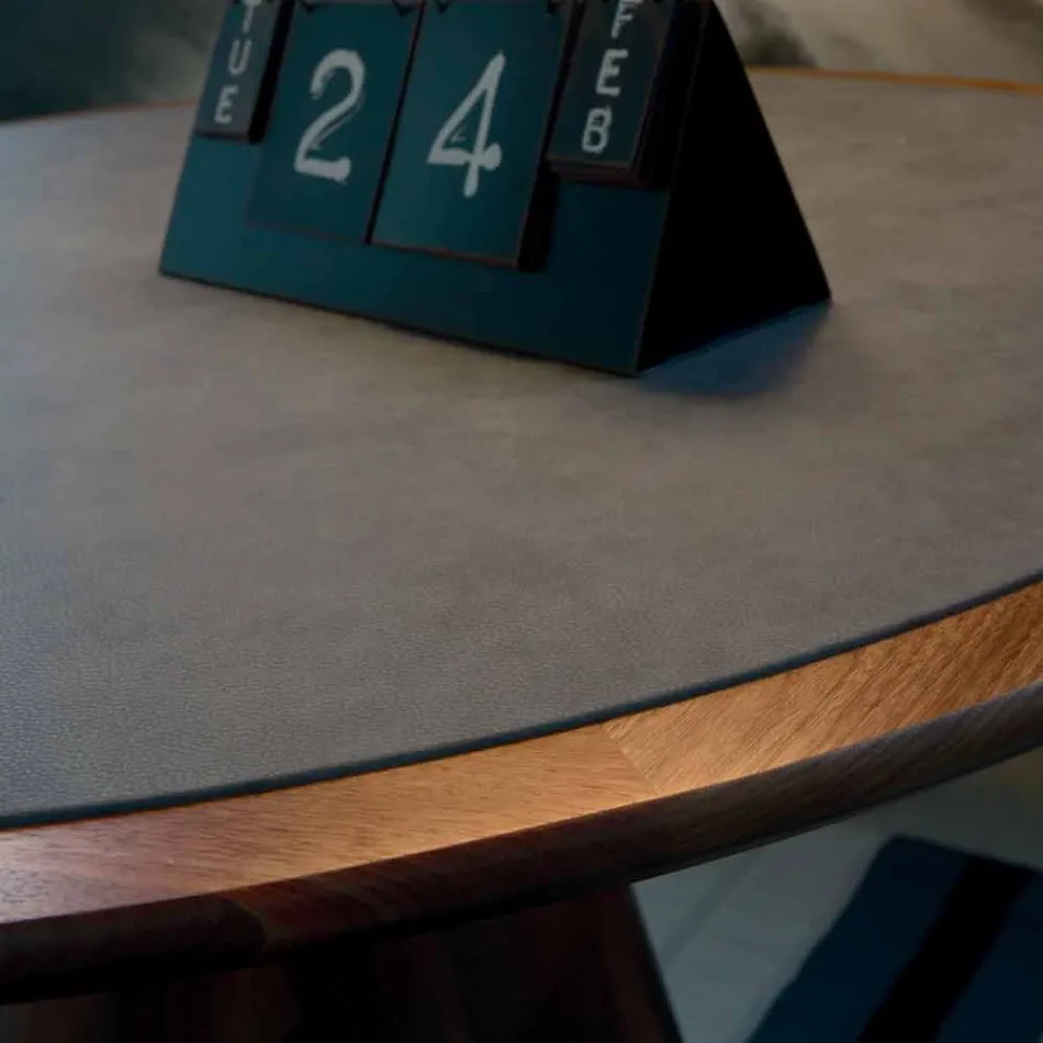 Tavolinë e rrumbullakët me majë druri të fortë arre natyrale, Carlo Viadurini