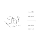 Tryezë e rrumbullakët me majë xhami tepër të pastër dhe bazë shampanje - Piacere Viadurini