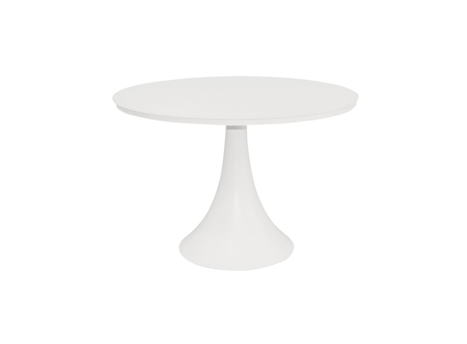 Tavolinë e rrumbullakët në natyrë me alumin dhe xhami të veshur me pluhur - Arcade Viadurini