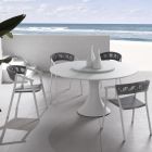 Tavolinë e rrumbullakët në natyrë me alumin dhe xhami të veshur me pluhur - Arcade Viadurini
