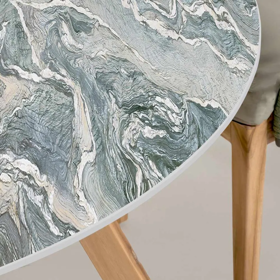 Tavolinë e rrumbullakët në natyrë në Qeramikë ikonike Ciprus Prodhuar në Itali - Pegaso Viadurini