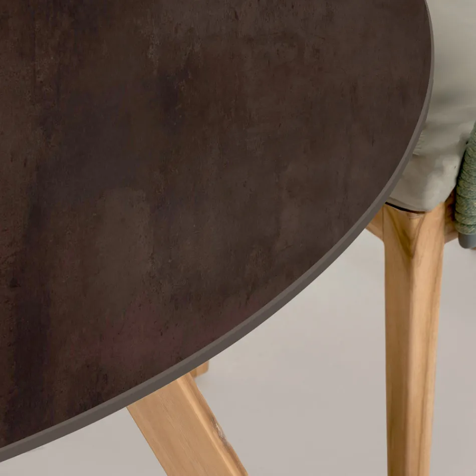 Tavolinë e rrumbullakët në natyrë në Qeramikë Metal Corten Prodhuar në Itali - Pegaso Viadurini