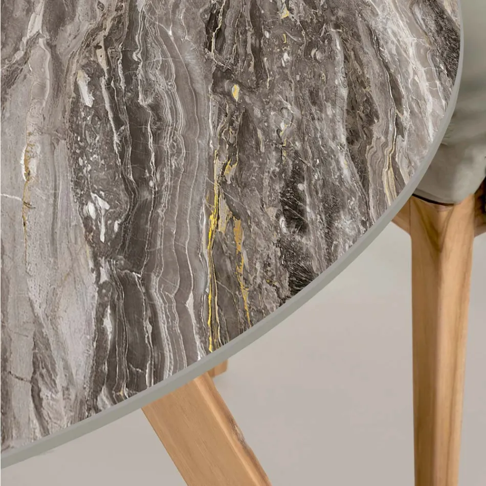 Tavolinë e rrumbullakët në natyrë në Orobico Luxe Qeramike Prodhuar në Itali - Pegaso Viadurini