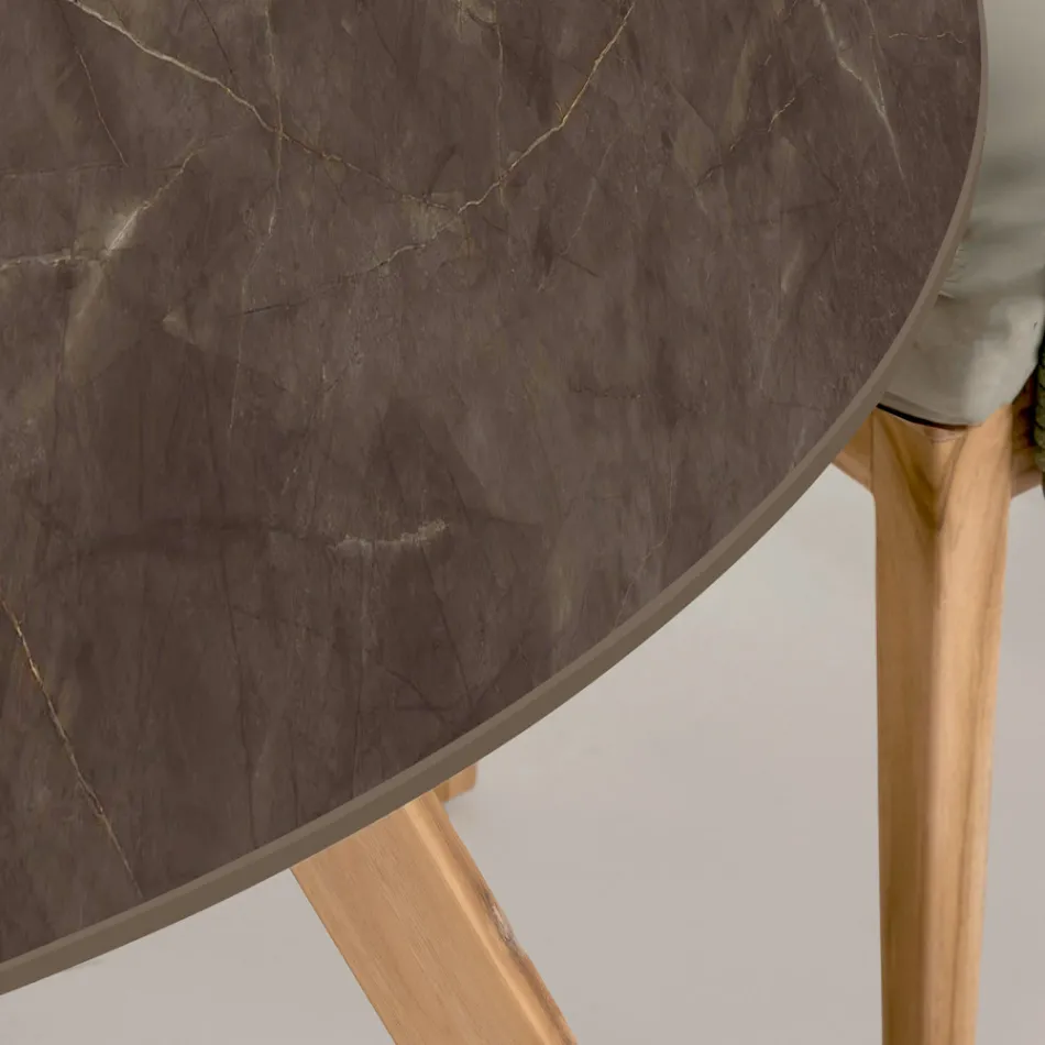 Tavolinë e rrumbullakët në natyrë në qeramikë Pulpis Brown Prodhuar në Itali - Pegaso Viadurini