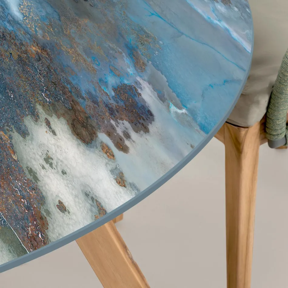 Tavolinë e rrumbullakët qeramike në natyrë Stuhi, Prodhuar në Itali - Pegaso Viadurini