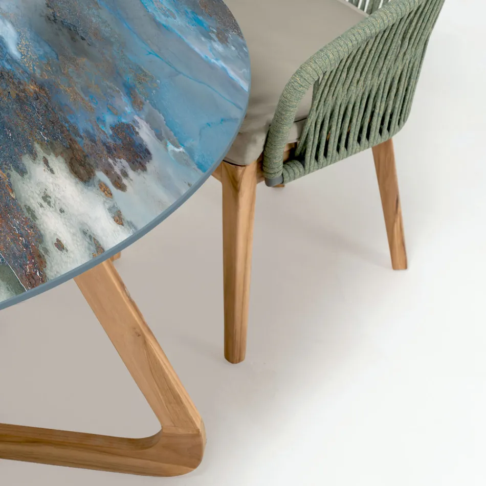 Tavolinë e rrumbullakët qeramike në natyrë Stuhi, Prodhuar në Itali - Pegaso Viadurini