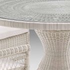 Tavolinë e rrumbullakët në natyrë në polirattan me majë xhami - Gigi Viadurini