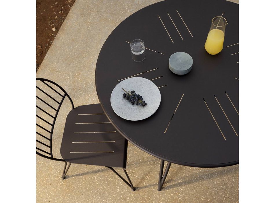 Tavolinë e rrumbullakët e kopshtit prej hekuri të punuar e prodhuar në Itali - Tananai Viadurini