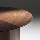 Tavolinë ngrënieje e rrumbullakët në kompensatë të veshur me hirin - Libra Viadurini