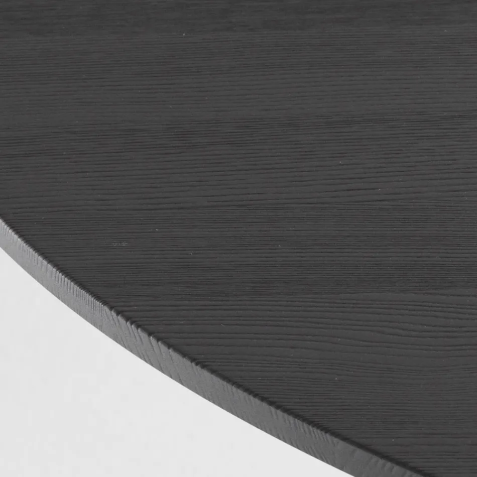 Tavolinë ngrënieje e rrumbullakët në kompensatë të veshur me hirin - Libra Viadurini