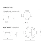 Tavolinë e rrumbullakët me gjashtë vende me sipërfaqe MDF dhe bazë metalike - Croma Viadurini