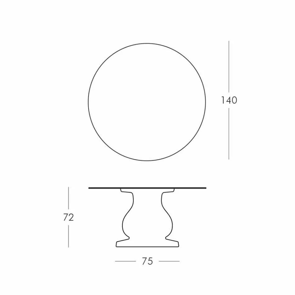 Tabela e rrumbullakët e modelit klasik, Ø140 dhe maja e HPL - Shekulli XIX nga Slide Viadurini