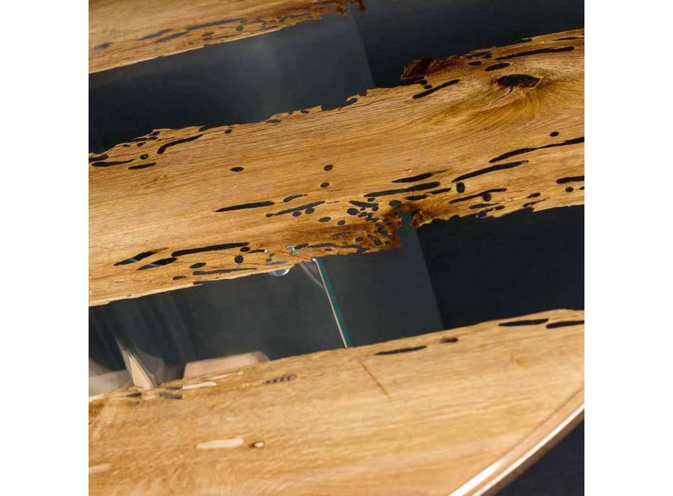 Tabela e rrumbullakët e projektimit të qelqit venecian dhe delfinit prej druri Viadurini